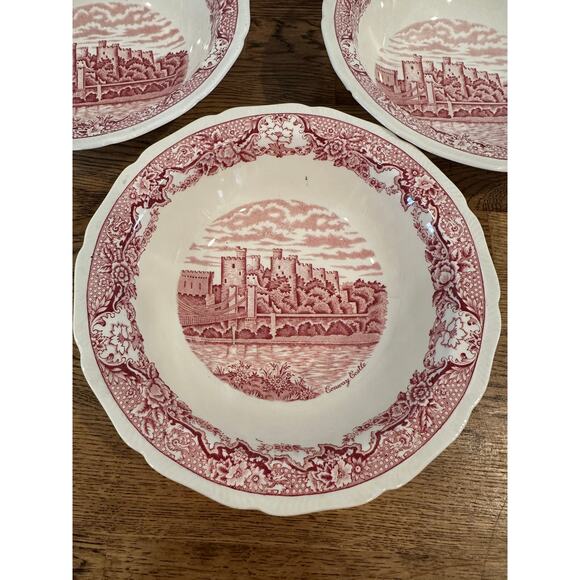 Royal Swan, Vegetable Bowl, Conway Castle, Historic Castles, Red Transferware - Picture 1 of 3